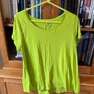 crown & ivy Neon Lime V-Neck Short Sleeve Top